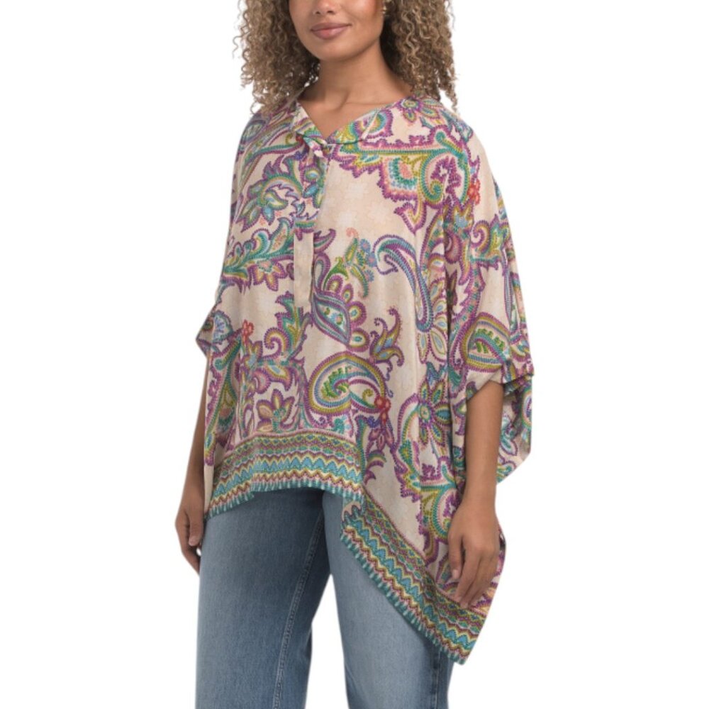 JOHNNY WAS Silk Aletika Poncho Sleeve Top